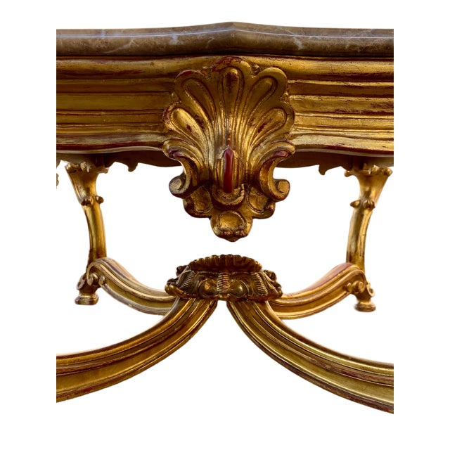 Louis XVI Style Gilded Wood Center Table, 1890s For Sale - Image 12 of 15