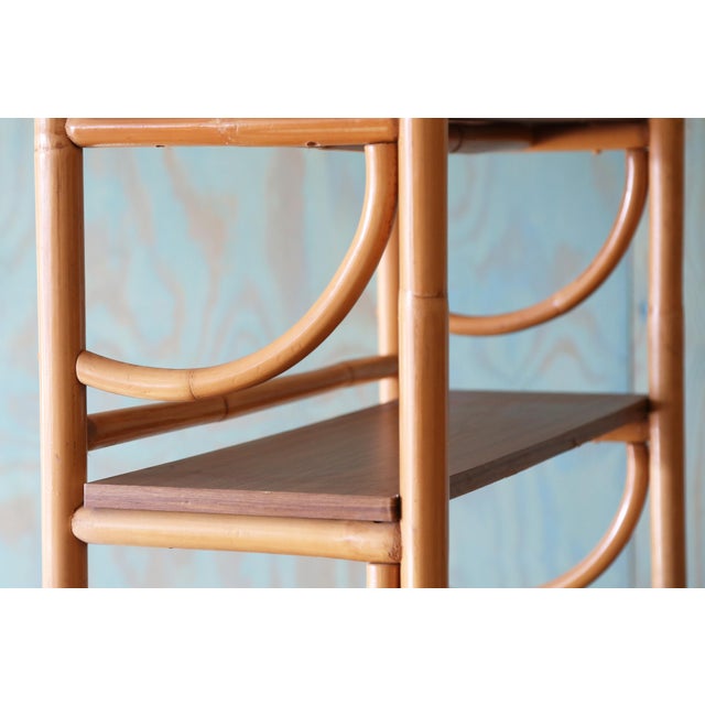 Wood Vintage Bamboo and Laminate Bookshelf For Sale - Image 7 of 10