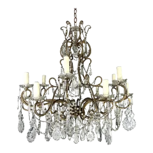 Monumental Italian Crystal Beaded Chandelier C. 1930's