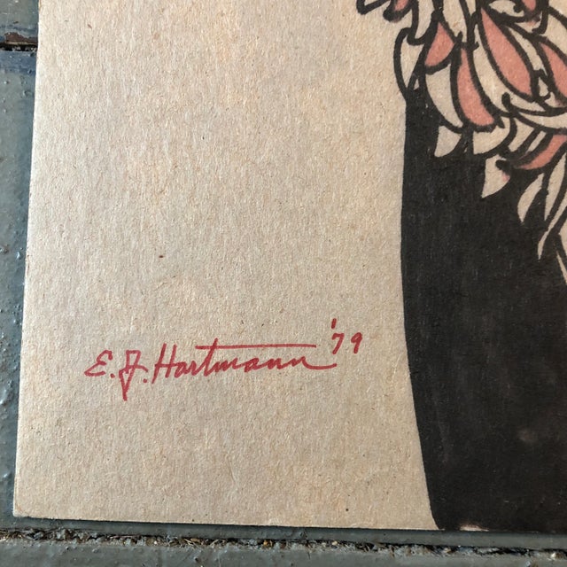 Original colored marker drawing on cardboard signed bottom left 11 x 14 unframed