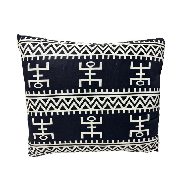 African Custom Made Black and White Kente Cloth Pillow 22" W For Sale In New York - Image 6 of 7