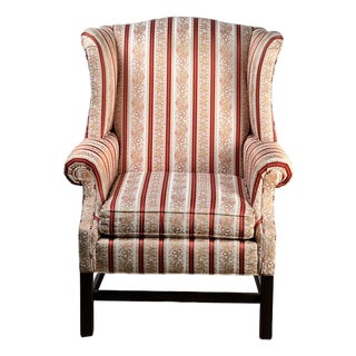 Vintage Chippendale Style Wingback Chair by Ethan Allen For Sale