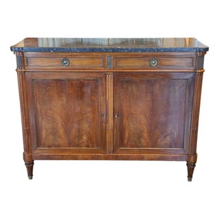 19th Century Louis XVI Mahogany Cabinet With Marble Top For Sale