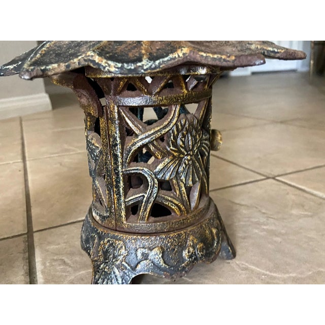 Early 20th Century Pair Antique Chinese Iron Pagoda Garden Candle Lanterns For Sale - Image 5 of 13