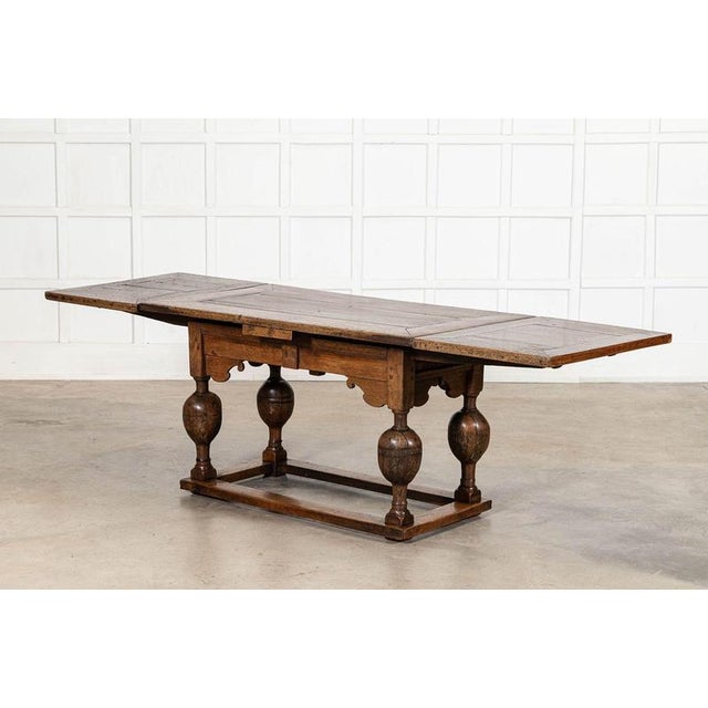 17th Century English Oak Draw-Leaf Refectory Table, 1680 For Sale - Image 6 of 18