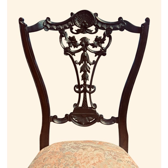 Late 20th Century Pair of Chippendale-Style Ribbon Back Side Chairs For Sale - Image 4 of 6