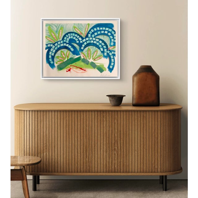 Paper Barbara Beck 1988 Abstract Watercolor Painting on Paper Titled Bridging Blue - Signed/Dated/Unframed For Sale - Image 7 of 10