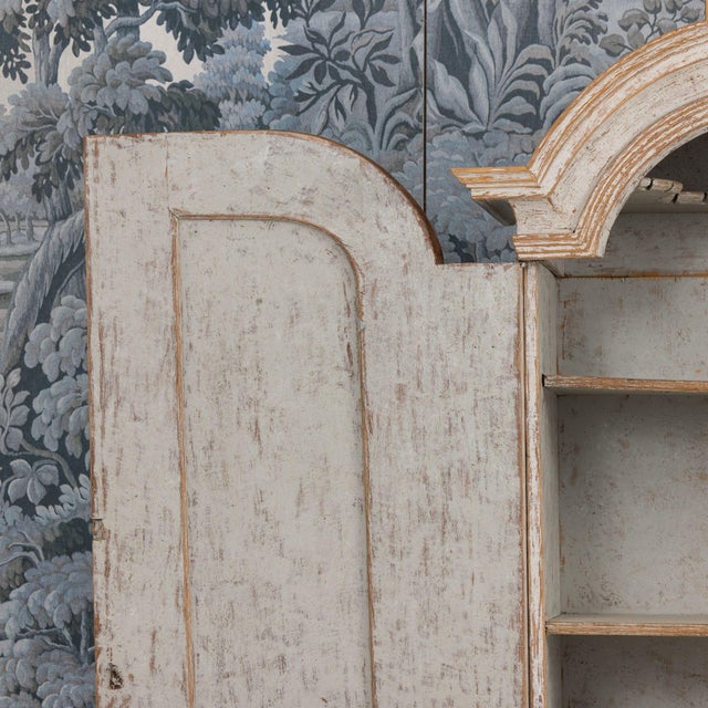 Swedish Two-Part Painted Linen Press Cabinet, 18th C. Rococo Period For Sale In Wichita - Image 6 of 15