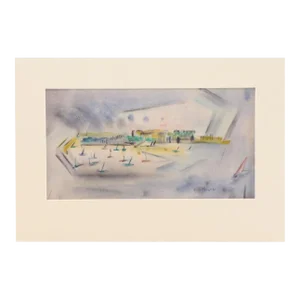 Original Vintage Signed Yngve H. Olsen Landscape Watercolor Painting