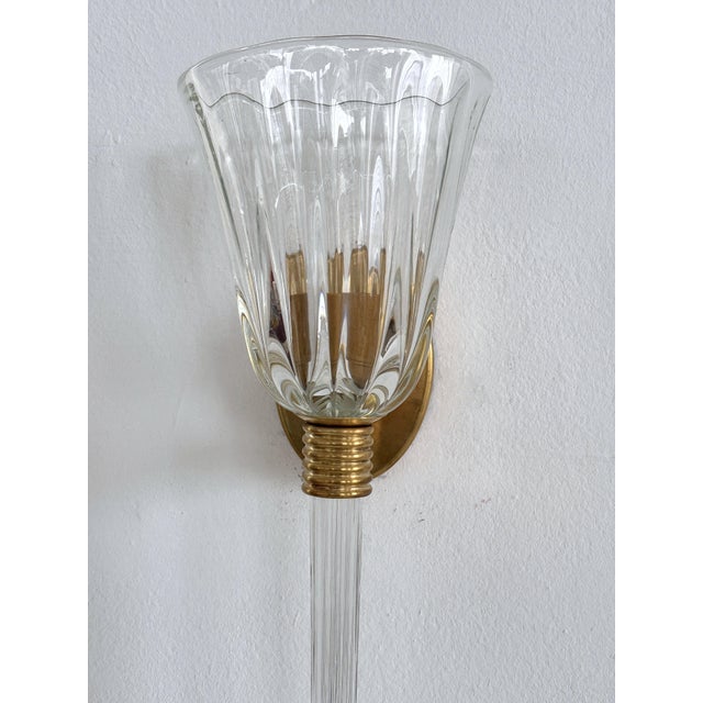 Vintage Italian Wall Sconces in Murano Crystal Glass and Brass, 1990s, Set of 2 For Sale - Image 16 of 18