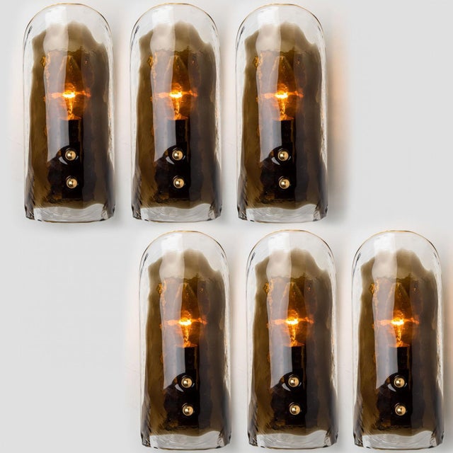 Kalmar Brass and Hand Blown Murano Glass Wall Lights attributed to J.T. Kalmar, 1960, Set of 2 For Sale - Image 4 of 11