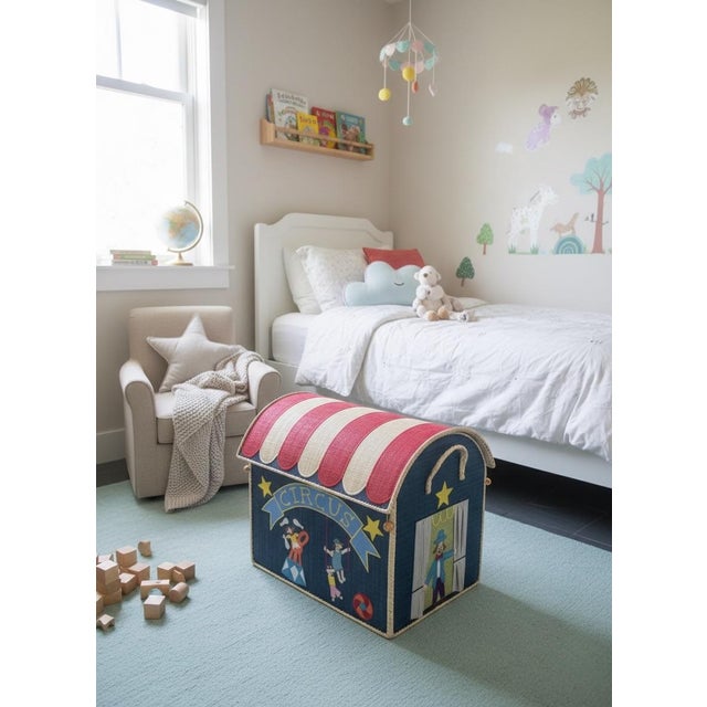 Hand-Woven Rattan Circus Tent Toy Box For Sale In West Palm - Image 6 of 7