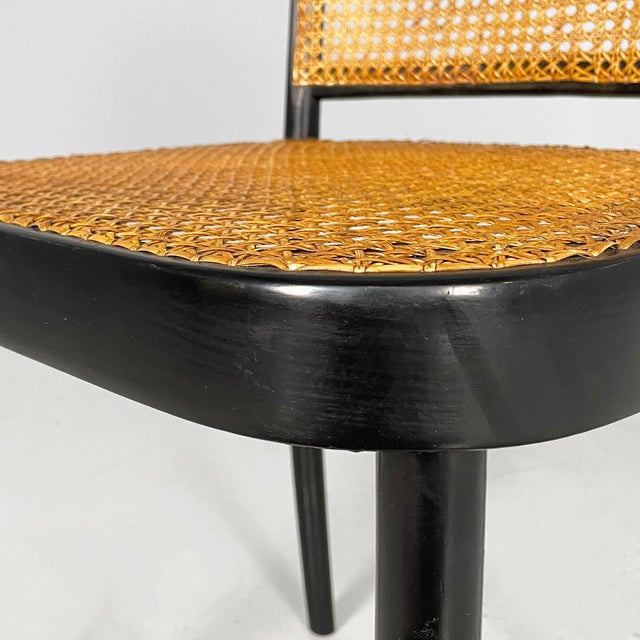 Czechoslovak Modern Straw and Black Wood Chairs 811 by Joseph Hoffmann for Drevounia, 1980s, Set of 6 For Sale - Image 10 of 15