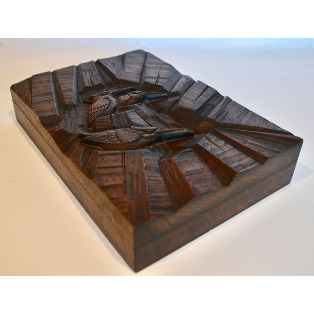 Antique Japanese Wood Carved Art Box For Sale - Image 4 of 9