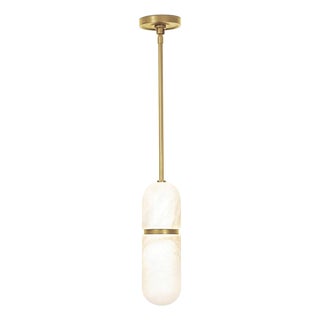 Salon Alabaster Pendant, Natural Brass For Sale