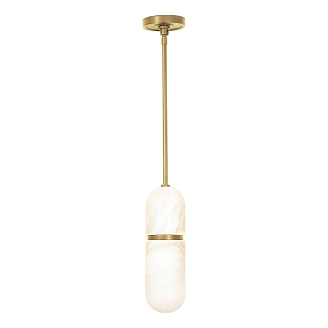 Salon Alabaster Pendant, Natural Brass For Sale