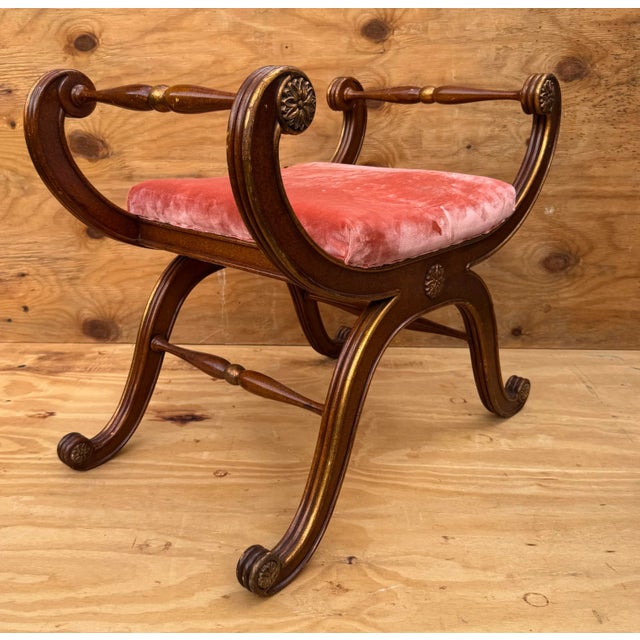 Late 20th Century Designer Galimberti Lino Regency Curule Bench For Sale In West Palm - Image 6 of 12