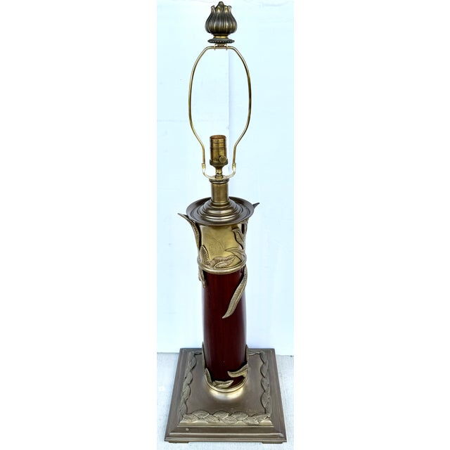 Wood Massive Brass & Wood Colonial Style Table Lamp For Sale - Image 7 of 12