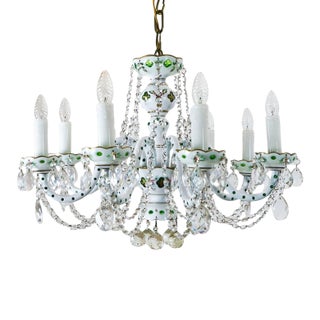 1960s Italian Vintage Porcelain Basket Chandelier For Sale