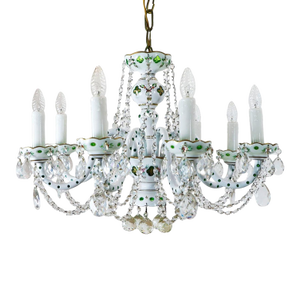 1960s Italian Vintage Porcelain Basket Chandelier