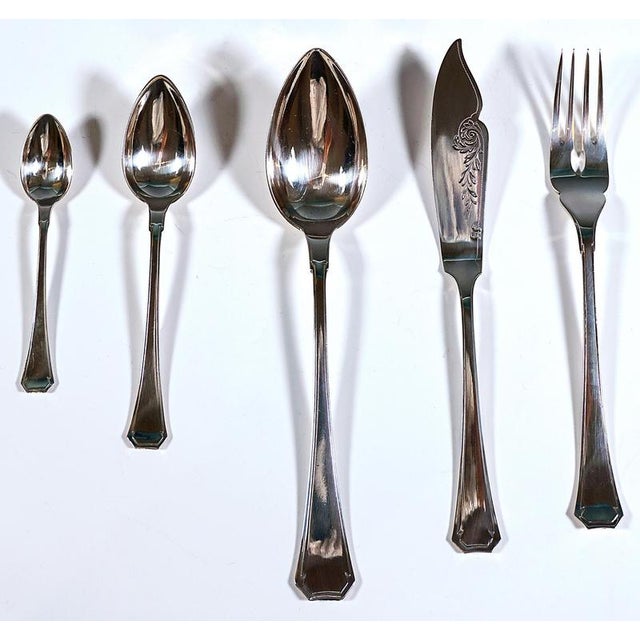 Wood Art Nouveau Silver Cutlery Set for 12 with Display Cabinet from Klinkosch, Vienna, Austria, 1890s, Set of 125 For Sale - Image 7 of 13