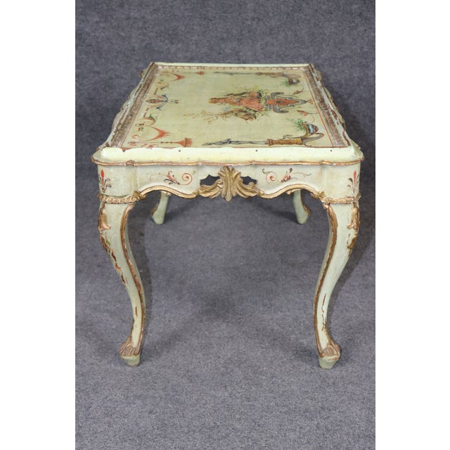 Italian Venetian Distressed Painted Louis XV Style Coffee Table For Sale In Philadelphia - Image 6 of 16