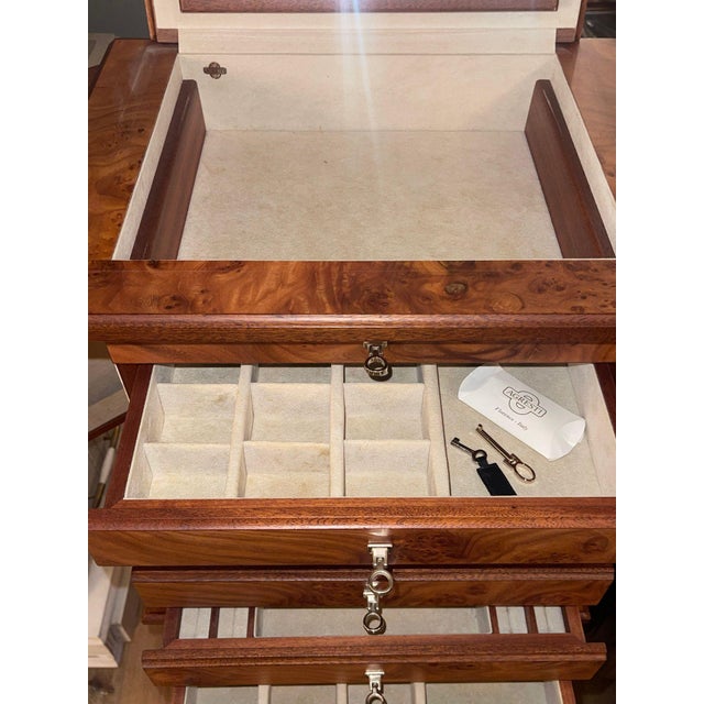 Italian Agresti Lo Scrigno Briar & Mahogany Jewelry Armoire. Italy, 21st Century. For Sale - Image 3 of 14