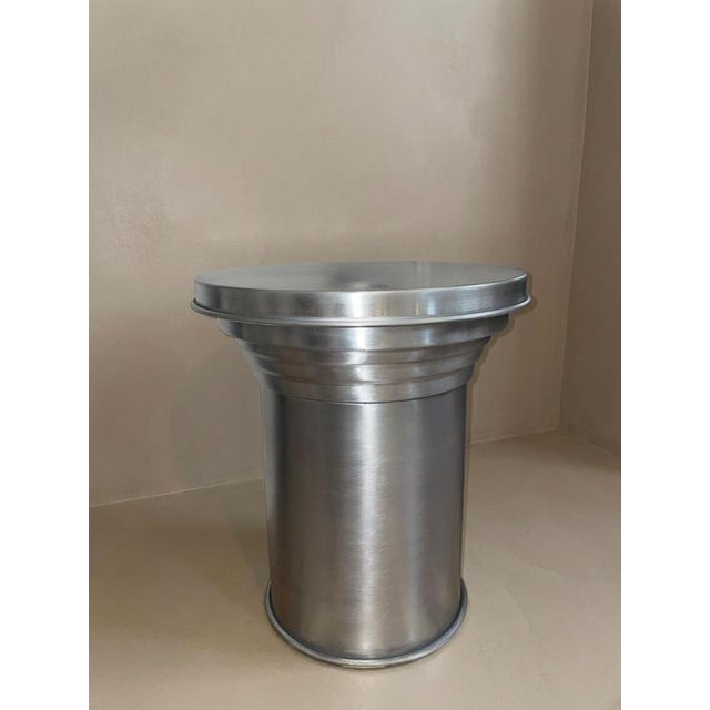 Rl 06 Round Side Table in Mirror-Polished Aluminum by Caspal For Sale - Image 9 of 13