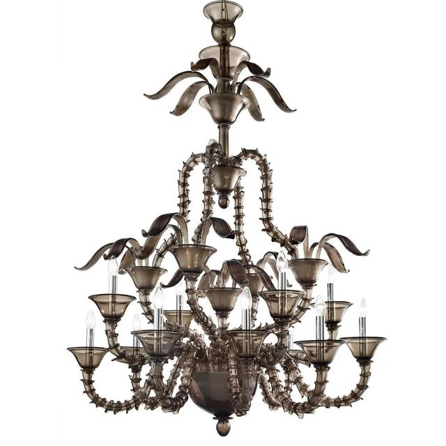 Glass Handcrafted Modern Fumé Murano Glass Chandelier by Simoeng For Sale - Image 7 of 7