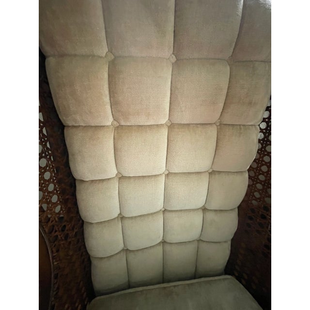 Caned Wingback Velvet Chairs Pair by LeWittes For Sale - Image 9 of 16
