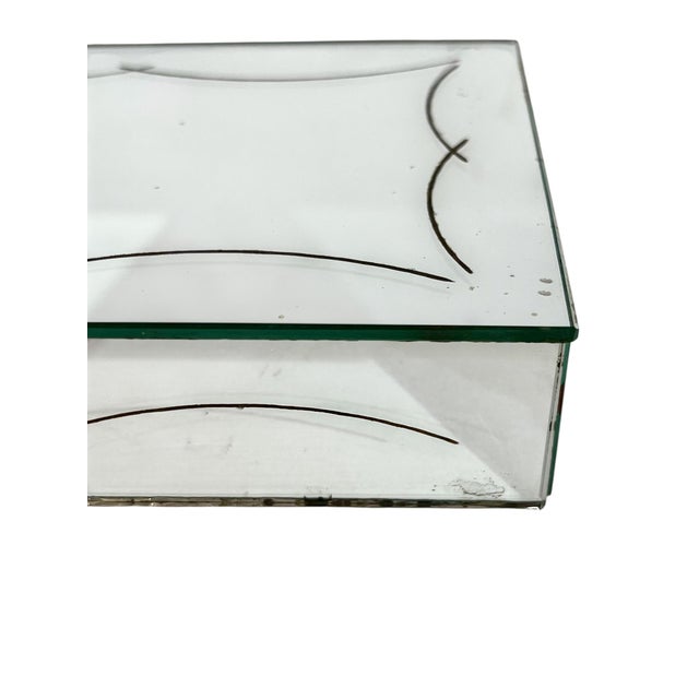 Vintage French Art Deco Eglomise Mirror Glass Cigarette Box For Sale - Image 4 of 12