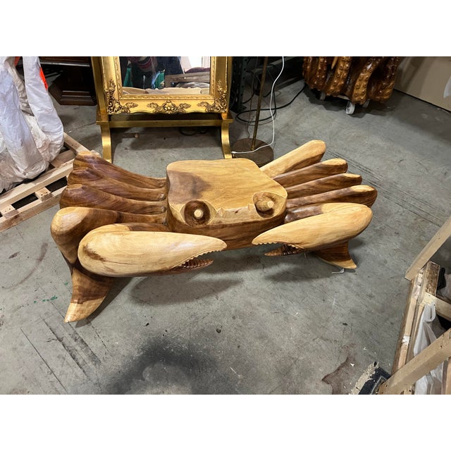 Wood 1970s Rare Wooden Hand Carved Crab Coffee Table For Sale - Image 7 of 8
