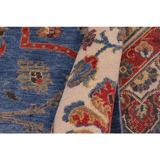 Blue Rustic Kazak Blue/Beige Wool Rug - 10'8''x14'2'' For Sale - Image 8 of 10