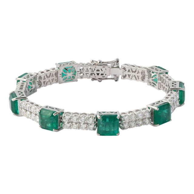 14.76 Carats Natural Zambian Emerald with Diamonds 4.74 Carats and 14k Gold For Sale