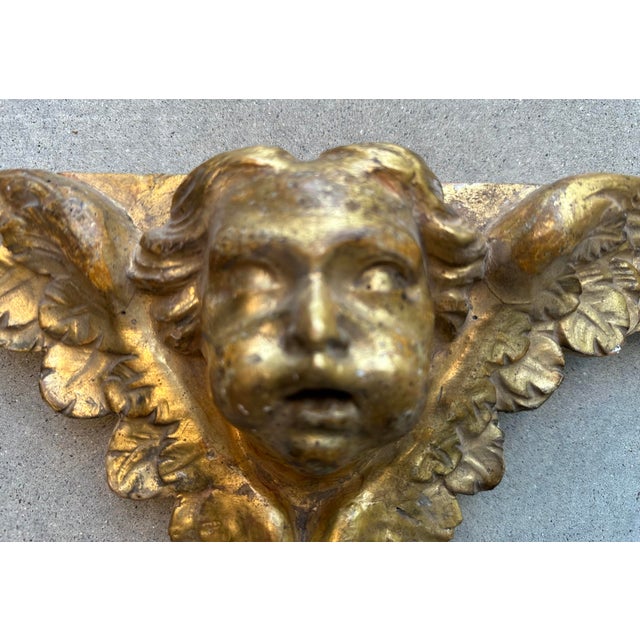 Wood 18th Century Italian Carved Giltwood Baroque Winged Angel Cherub For Sale - Image 7 of 12
