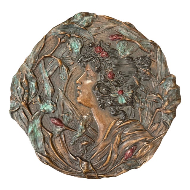 Signed A. Mucha Art Nouveau Floral Relief Wall Plaque, Early 20th Century. For Sale - Image 10 of 13