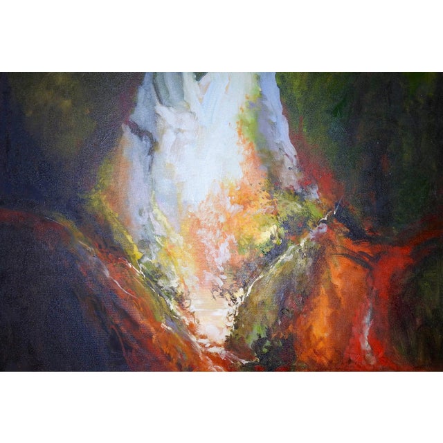 "Fire & Earth" Lush Rock Cavity Mountainside, Juniper, Pine, and Cider Painting For Sale In Nashville - Image 6 of 13