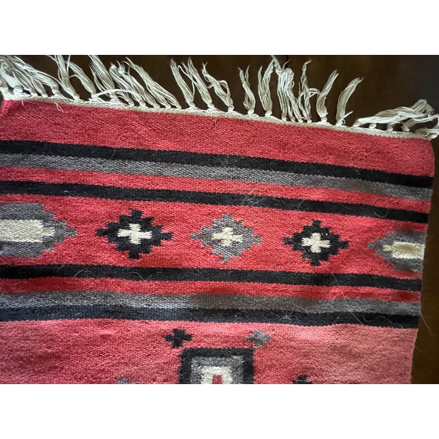 Textile Spectacular New Mexico Large Red Cross 1920's Chimayo Weaving - Rare For Sale - Image 7 of 7
