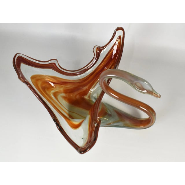 Mid Century Murano Style Glass Handblown Sawn Bowl For Sale - Image 6 of 10