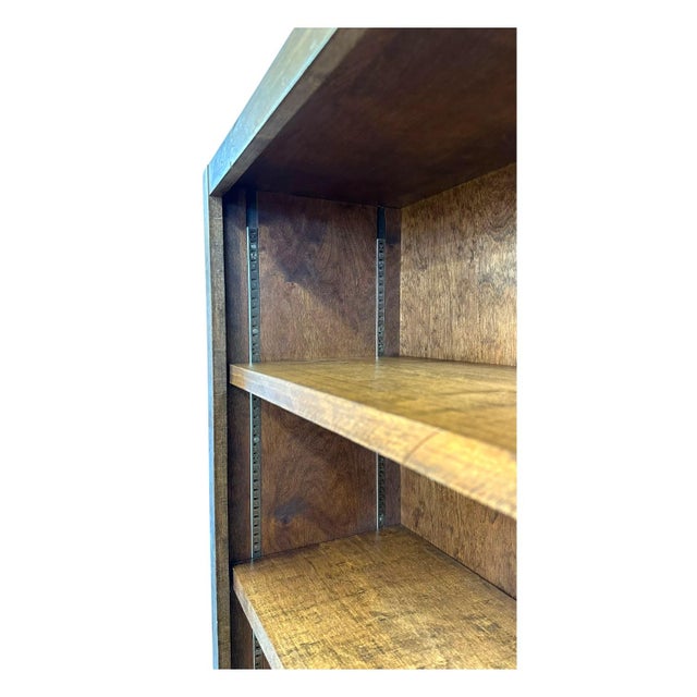 Wood Vintage Mid Century Modern Stained Wood Adjustable Book Shelf. For Sale - Image 7 of 9