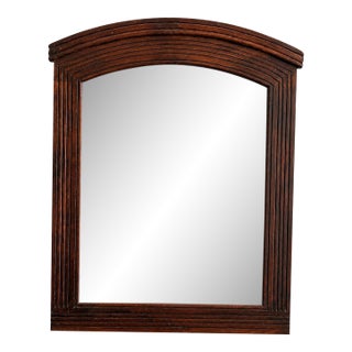 Vintage Arched Walnut Finish Mirror in the Style of Broyhill Brasilia & Mid Century Modern Design MCM Postmodern Style For Sale