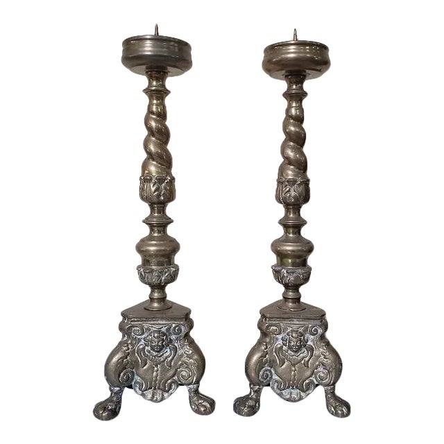 Gold Remarkable Pair of Mid 19th Century Dutch Altar Prickets C.1850 For Sale - Image 8 of 12