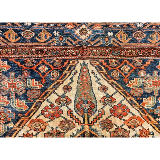 Antique Persian Malayer Rug, Hand-Knotted Wool, Geometric Pattern, 4x6, Ivory & Navy For Sale - Image 16 of 18