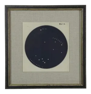 Contemporary Navy Constellation Print in Shadowbox