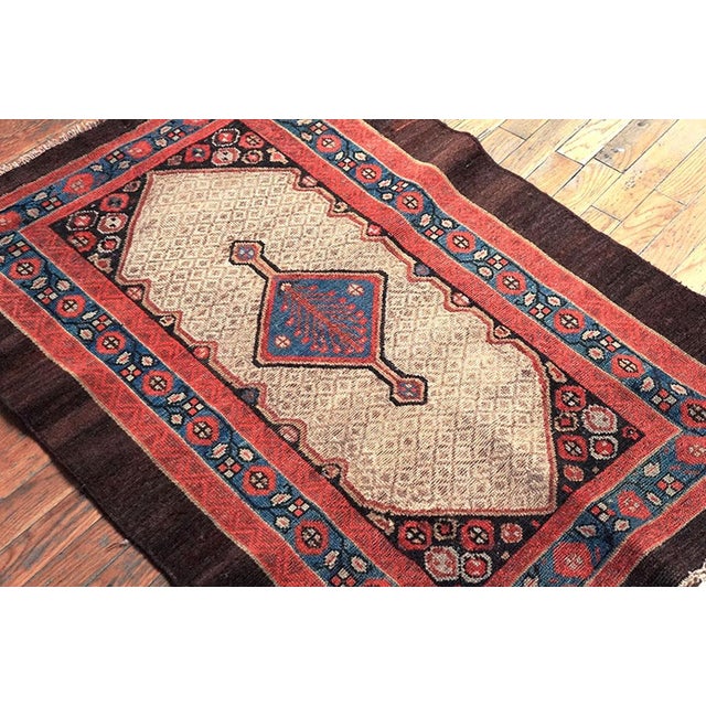 Tribal 1880s Brown Ivory Medallion Tribal Antique n.w. Persian Bakshaiesh Rug 2'10" X 4'2" Handknotted Wool Carpet For Sale - Image 3 of 5