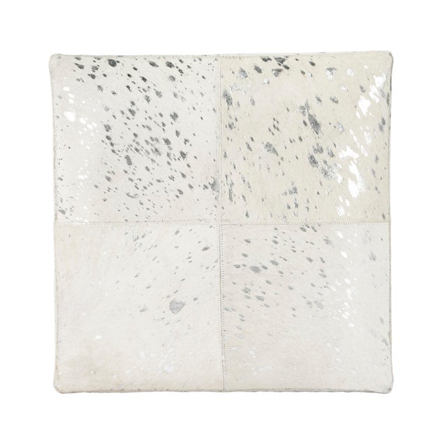 Victorian Hair on Hide with Silver Spots Cube Ottoman, Silver Moon For Sale - Image 9 of 11
