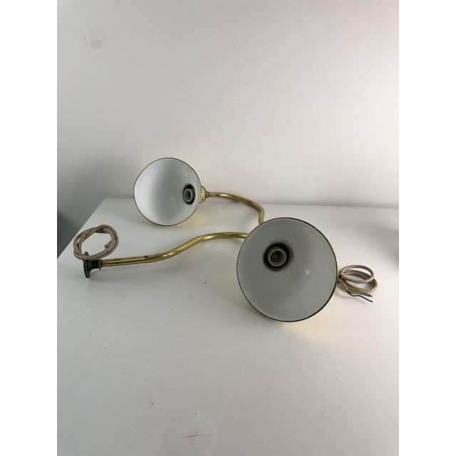 1950s Large Industrial Wall Lamps with Adjustable Parabola Arm in Brass, 1950s, Set of 2 For Sale - Image 5 of 18