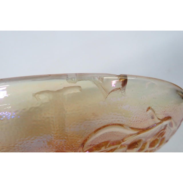Early 20th Century Imperial Glass Harvest Grape and Leaf Marigold Carnival Glass Handled Tray For Sale - Image 16 of 17