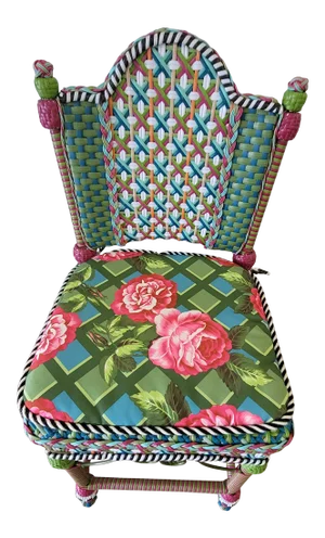 Mackenzie Childs Single Wicker Bar Stool