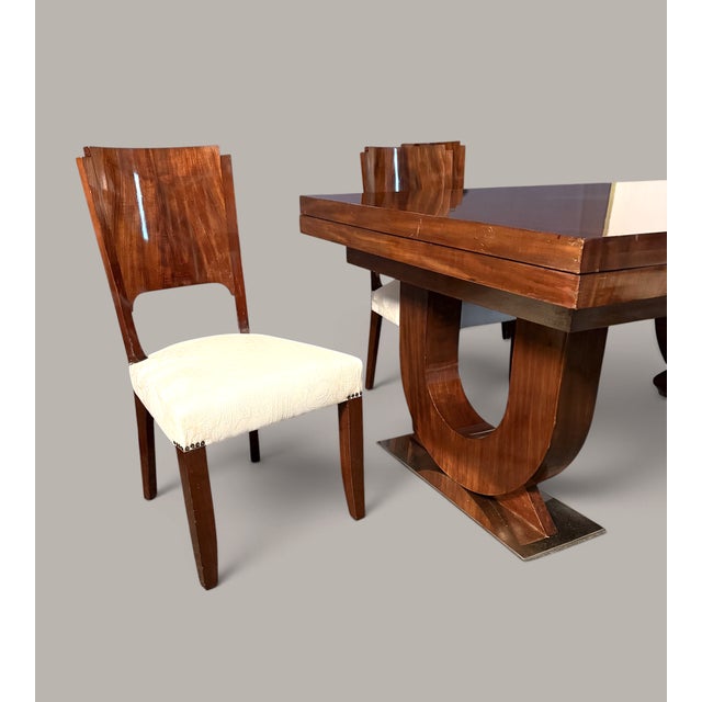 French Art Deco Dining Room Set in Mahogany, 1930s, Set of 7 For Sale - Image 11 of 13